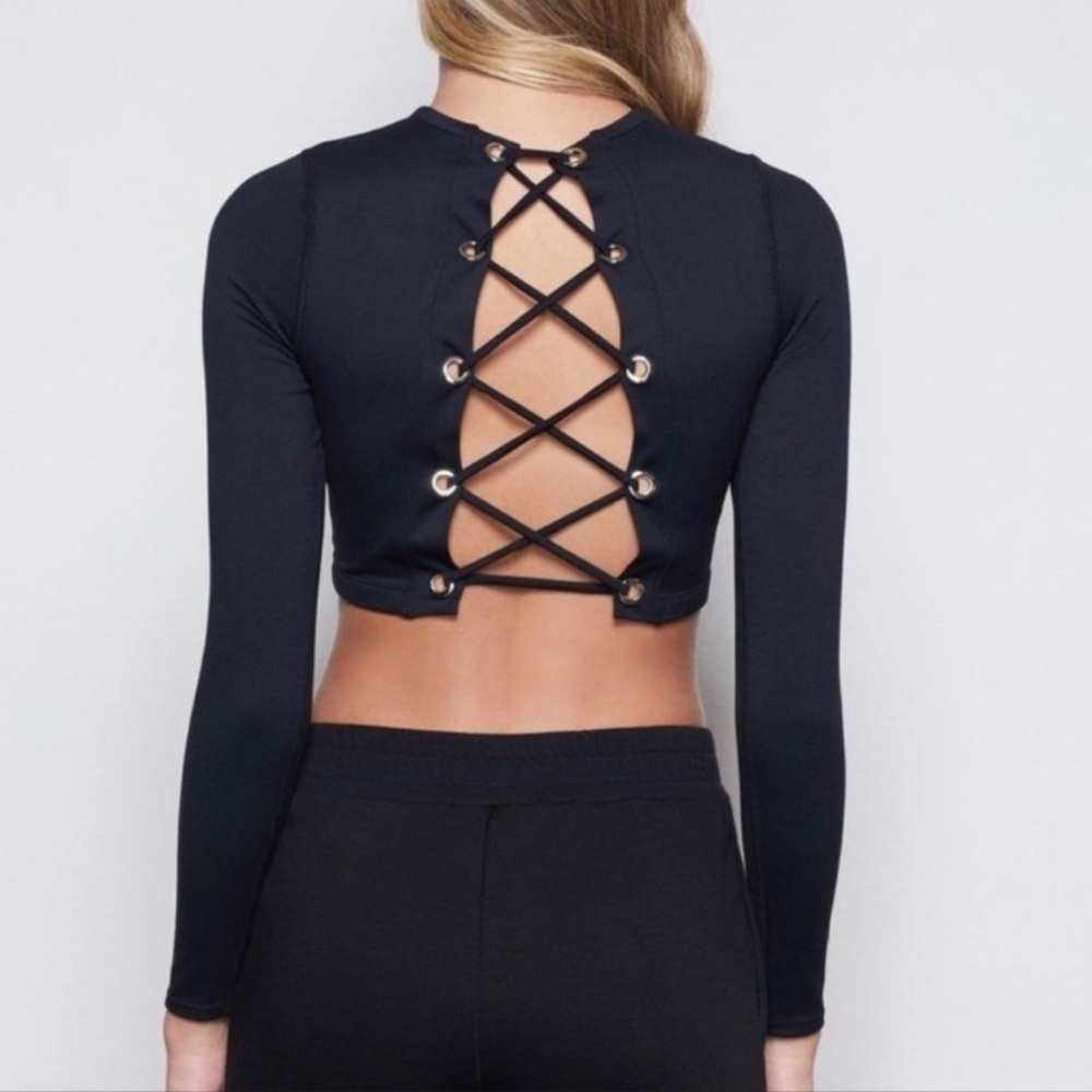 NWT Good American All Tied Up Tank Black Long Sleeve Top Size 3XL